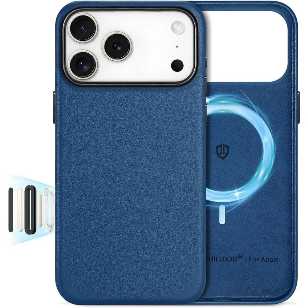 SHIELDON iPhone 17 Pro Max Leather Case MagSafe Slim Fit Royal Blue NEW OB